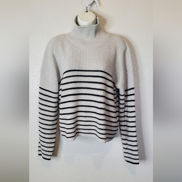 Truth Sweaters - 💚5/$25 TRUTH By Republic Striped Turtleneck Oversized Cozy Knit Sweater Small